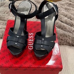 Guess Black Strappy Heels